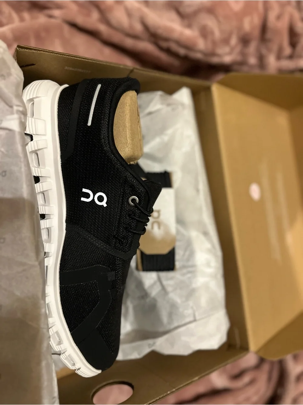 On Running Shoe Box in Beige with Gold Logo